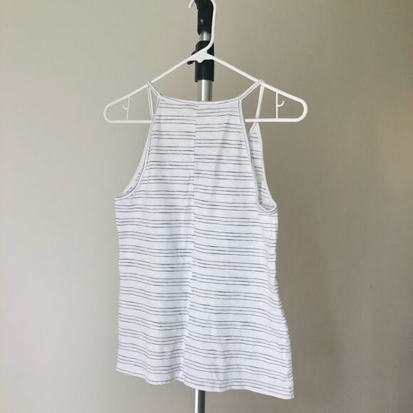 ANTHROPOLOGIE Lilla P White & Grey Stripe Tank Top/ Sz M - Picture 2 of 4